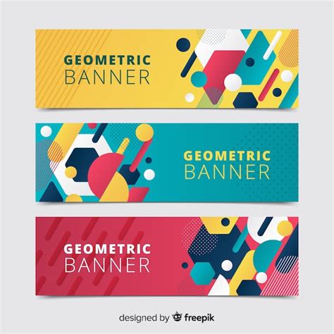 Banners abstractos con formas coloridos geométricos Vector Gratis