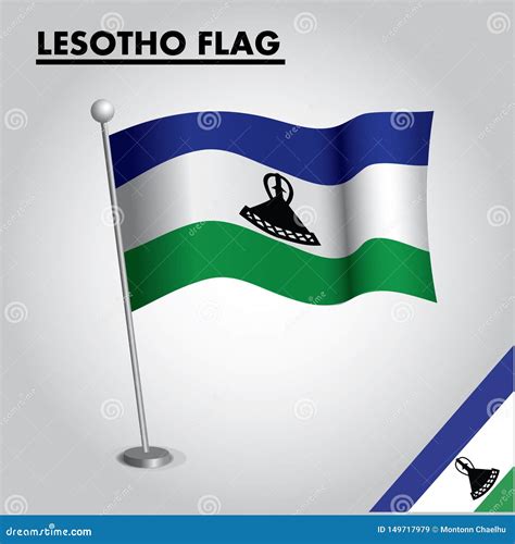 LESOTHO Flag National Flag Of LESOTHO On A Pole Stock Vector