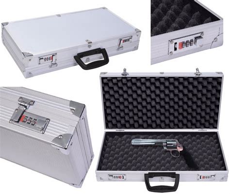 Aluminum Framed Locking Gun Pistol Handgun Lock Box Hard Storage Carry Case