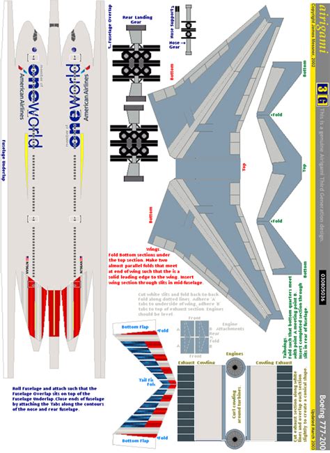 American airlines Boeing 777 200 papercraft | Paper airplane models ...