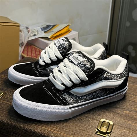 Vans KNU skool รองเท าผ าใบดอกไม เม ดมะม วงหมพานต ปกส