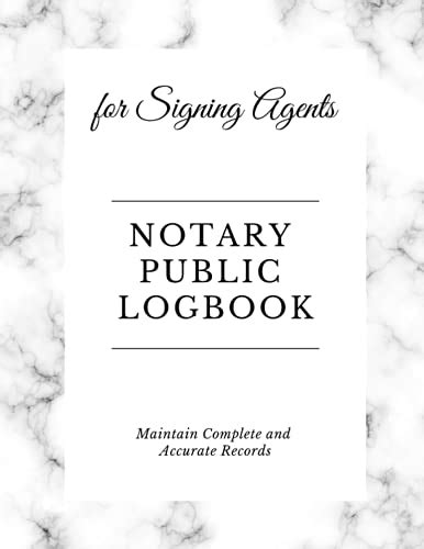 Notary Public Logbook White Classic Marble Notary Signing Agent