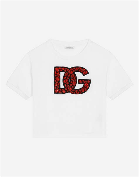 Short Sleeved Jersey T Shirt With Dg Logo In White For Dolceandgabbana® Us