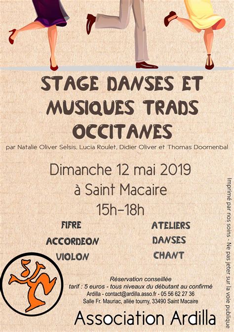 Stage danses et musiques traditionnelles occitanes 12 mai 2019 à