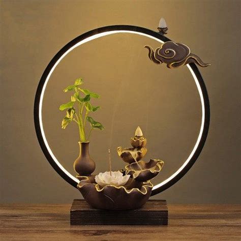 Acacuss Ceramic Lotus Incense Burner Led Lamp Backflow Incense Porch