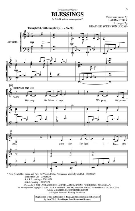 Blessings Sheet Music by Heather Sorenson (SKU: 35029570) - Stanton's ...