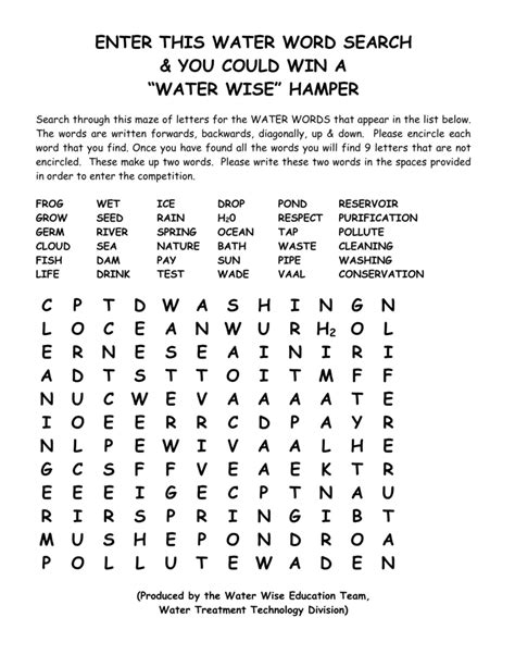 Water Word Search