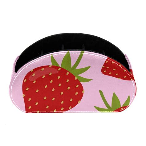 Ownta Colorful Hand Drawn Strawberry Pattern Pvc Leather Brush Holder