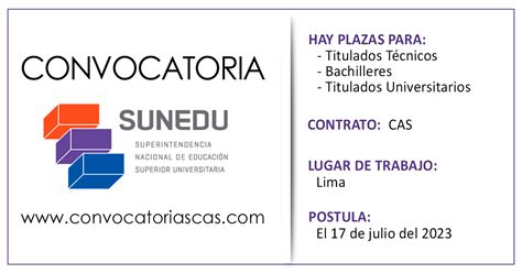 Convocatoria Sunedu Cas Plazas Administraci N Archiv Stica