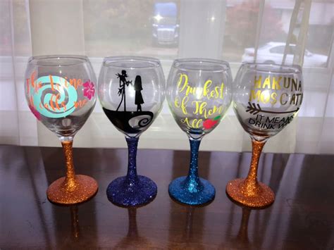 Disney Wine Glasses Etsy