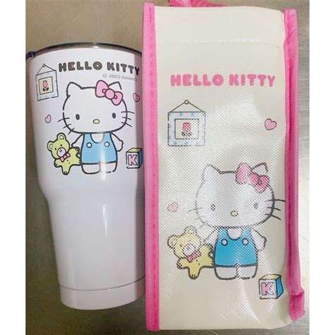 全新現貨 正版三麗鷗 Hello Kitty 保溫袋冰霸杯 900ml（內附保溫袋）保溫杯 蝦皮購物