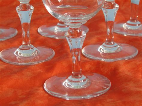 6 Glasses Wine Red Crystal Of Baccarat Model Normandy Ebay