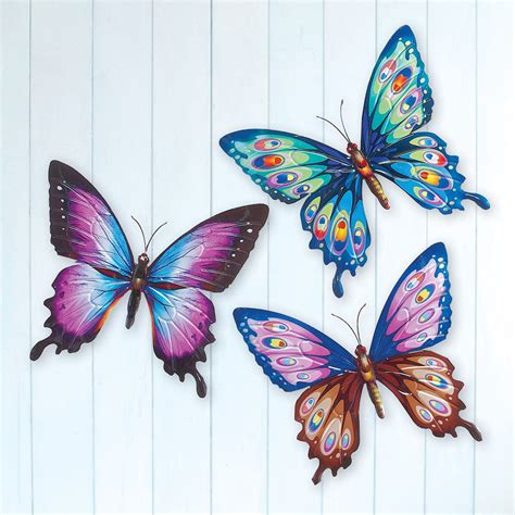 Colorful Butterfly Metal Wall Art - Set of 3 | Collections Etc.