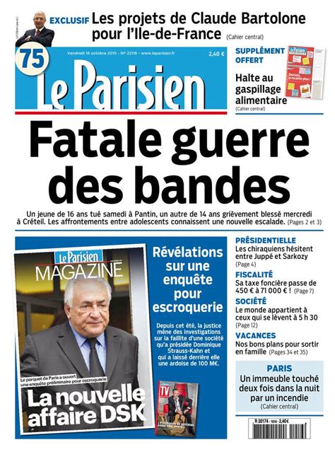 Le Parisien Journal De Paris Du Vendredi 16 Octobre 2015