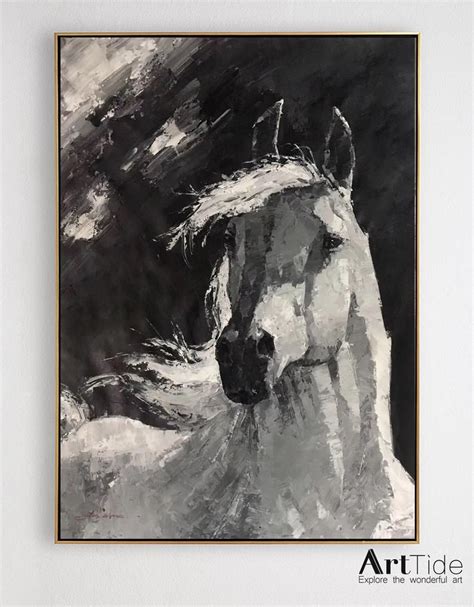 Original Black and White Horse Art,custom Horse Painting,horse Decor ...