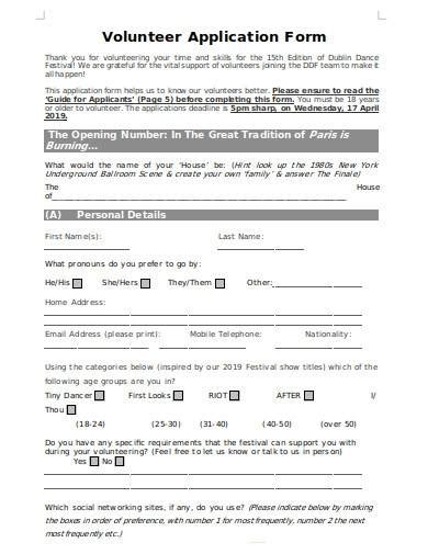 Free Volunteer Recruitment Form Samples Templates In Ms Word Pdf