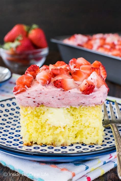 Lemon Strawberry Poke Cake Recipe Inside Brucrew Life