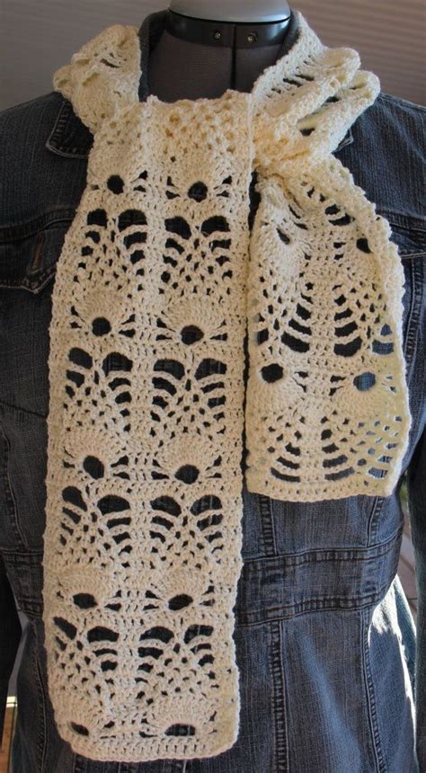 Pineapple Creme Lightweight Lace Scarf Crochet Pattern Crochet Lace