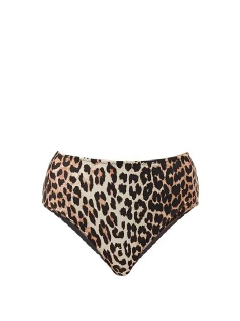 Buy Ganni High Rise Print Bikini Briefs Leopard At 70 Off