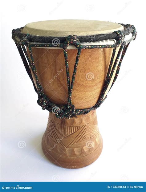 African Drum Isolated On White Background Front View Of Ethnic Drum A