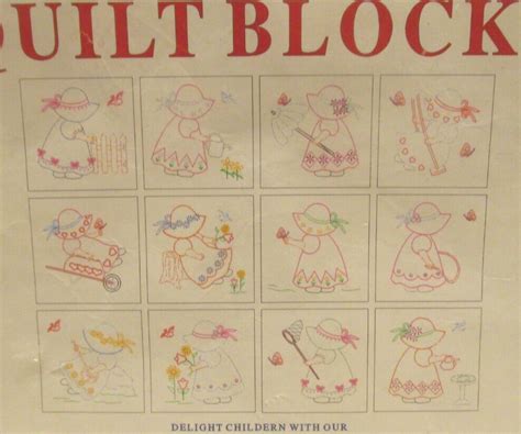 Jack Dempsey Art 9 Nursery Quilt Squares Pattern 21 Sunbonnet Girls