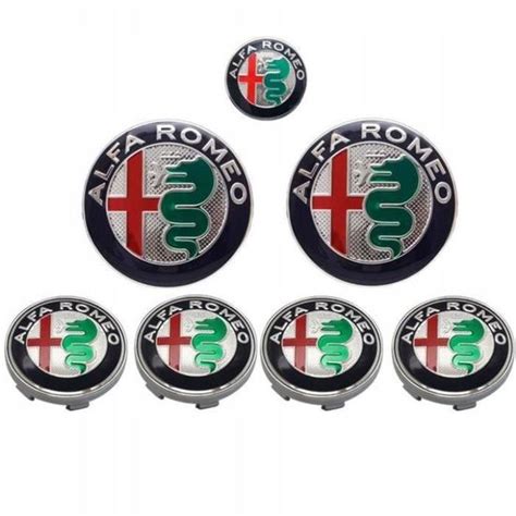 7pcs Badge Insigne Logo Embleme Alfa Romeo Argent Capot 74mm Coffre