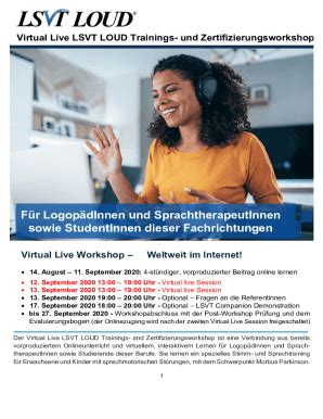 Ausfüllbar Online Virtual Live LSVT LOUD Training and Certification