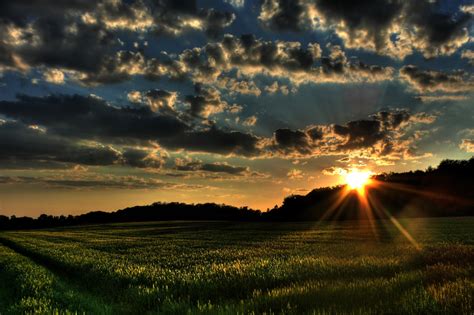 Sunset Nature Grass Plains Skyscapes Backgrounds