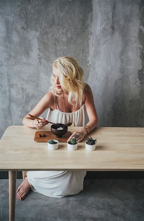 Woman Eating Ice Cream By Stocksy Contributor Lumina Stocksy