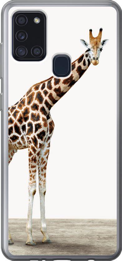 Samsung Galaxy A21s Hoesje Giraffe Witte Achtergrond Kind