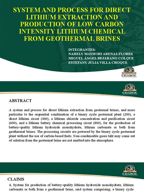 System and Process For Direct Lithium Extraction and Production of Low ...