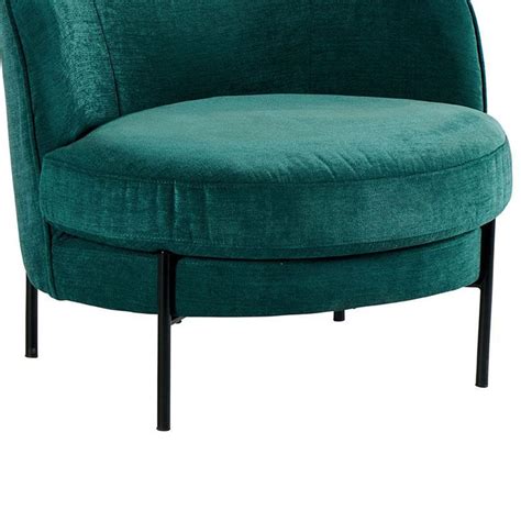 Fauteuil Velours Vert Sapin Pieds Fer Peint Noir Biseau Kayu Meuble