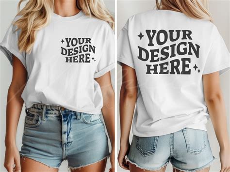 White T-shirt Mockup, Front and Back, Bella Canvas 3001 White, Dual ...