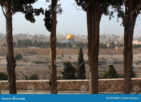 Old City Of Jerusalem Israel View From The Mount Of Olives Stock