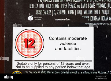 12 rating on HD DVD case - Contains moderate violence and fatalities Stock Photo - Alamy