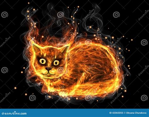 Fire Cat Stock Illustration Illustration Of Feline Graphic 42065055