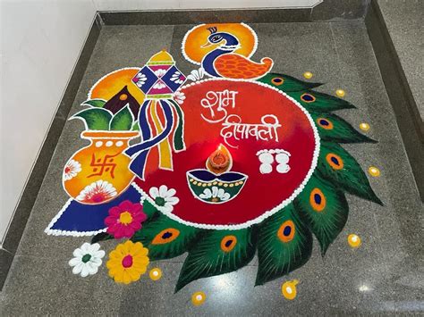 Diwali rangoli 2021 9 new complete combination of diwali theme rangoli ...