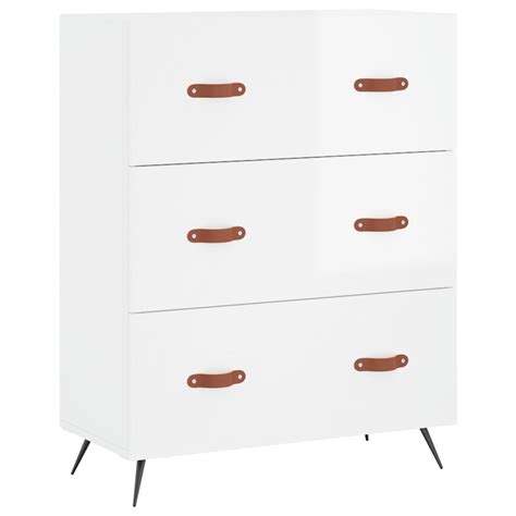 Commode Armoire De Rangement Blanc Brillant X X Cm Bois