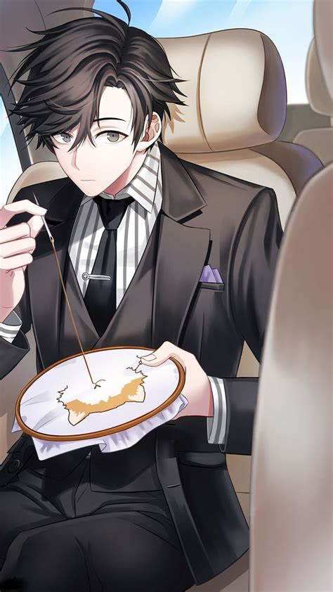 A Man In A Suit Holding A Plate With Food On It While Sitting In A Car