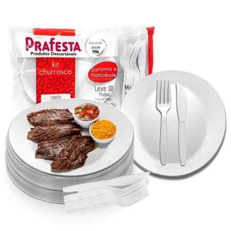 Kit Churrasco Prafesta C Cristal Papel Pl Stico Cia