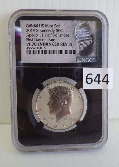 2019 S Kennedy Half Dollar Enhanced Reverse Proof Graded PF70 By NGC