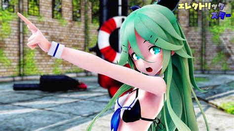 【mmd艦これ】江風山風でエレクトリック・スター セーラー水着ver 歌詞つき Youtube