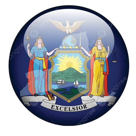 Flag Button Of The Usa Featuring A Map Of New York State Vector