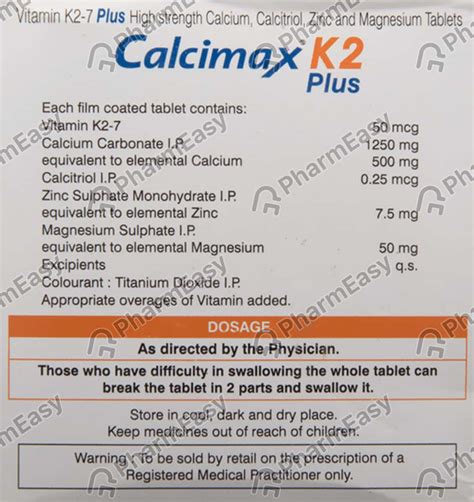 Buy Calcimax K2 Plus Strip Of 10 Tablets Online At Flat 15 OFF PharmEasy