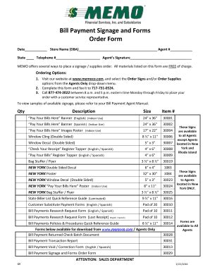 Fillable Online Bill Payment Signage And Forms Fax Email Print PdfFiller