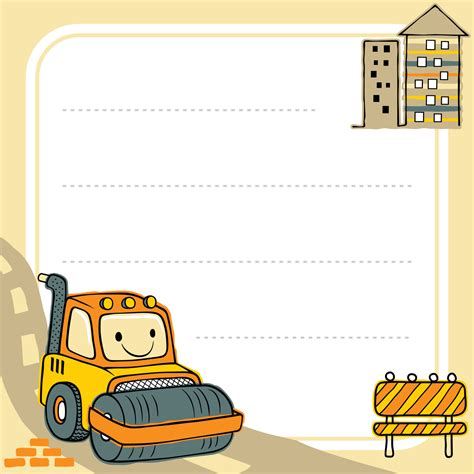 frame border template of hand drawn funny steamroller cartoon ...