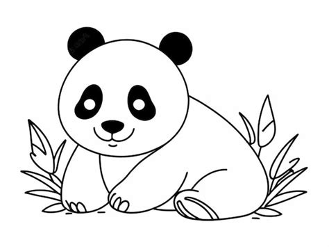 Un Dibujo De Un Panda Sentado En Un Fondo Blanco Con Un Dibujo En