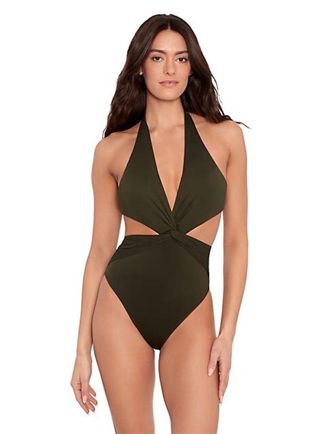 One Piece Cutout Twist Halter Swimsuit