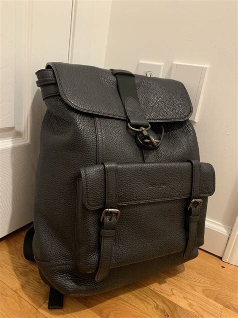 Coach Bleecker Backpack Black Pebble Leather Gem