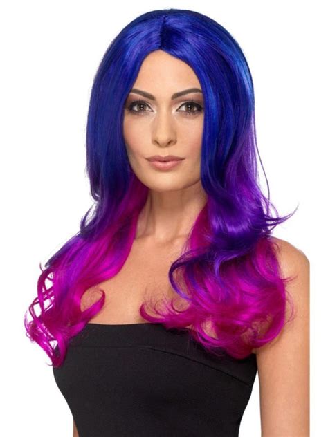 26 Blue And Pink Fashion Ombre Women Adult Halloween Wig Costume Accessory One Size Christmas